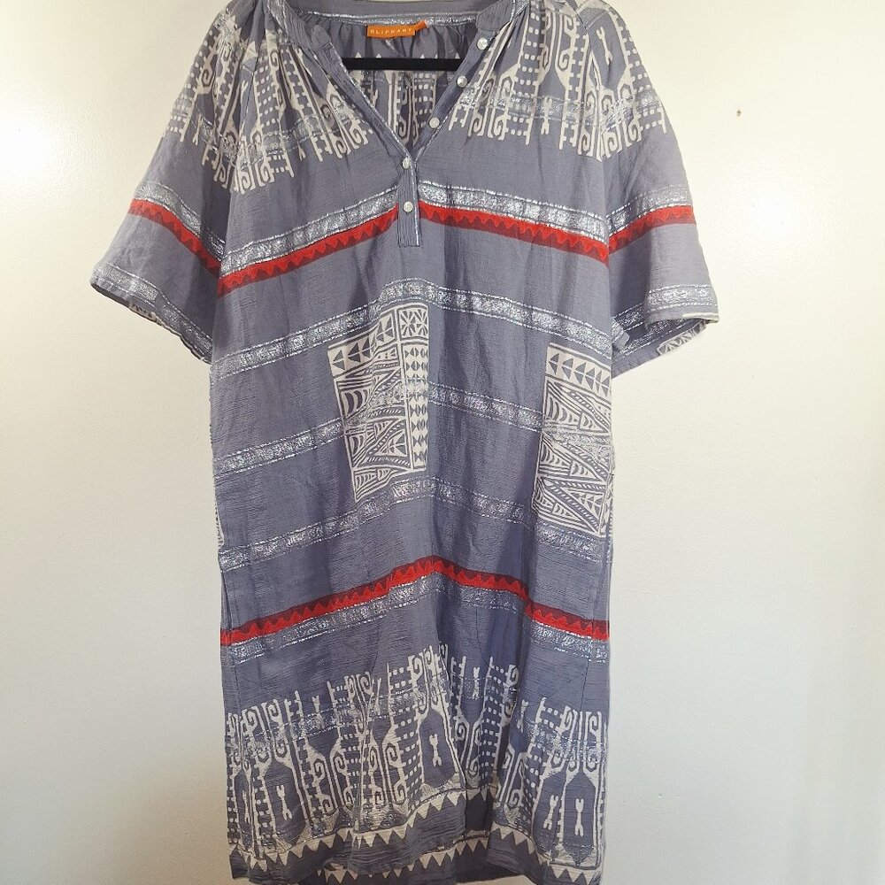 Oliphant Pattern Dress casual midi short sleeve size large